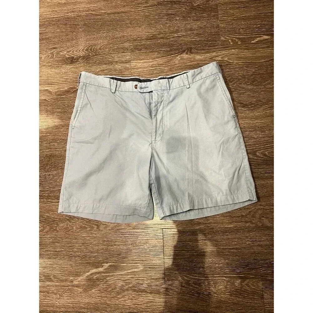 Peter Millar Flat Front Chino Shorts Golf Mens Size 38 Sky Blue Pima Cotton